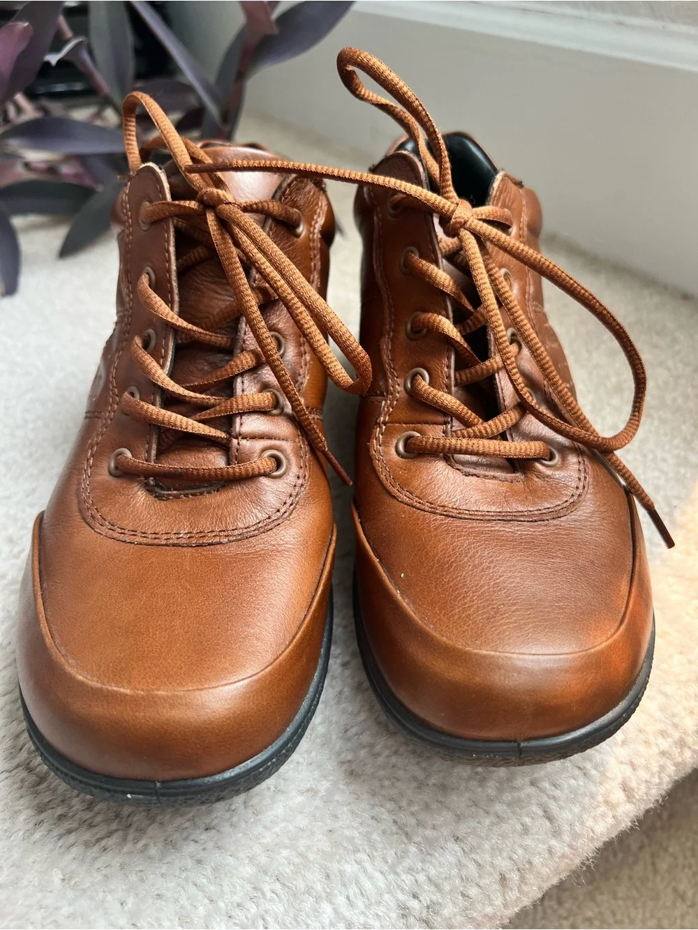 Hotter Women's Cognac Brown Leather Ankle Boots Outdoors Comfort Everyday Sz 7